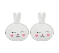 SUPVOX 2pcs Mini Rabbit Design Silicone Coin Purse Silicone Buckle Coin Bag Adorable Organize Headset USB Charger Cable Daily Use Portable Small Wallet