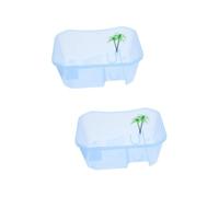 SUPVOX 2pcs Mini Turtle Perching Tank Ventilation Design Reptile Living Case for Tortoise and Amphibian Pets Safe and Water and Land Habitat Transparent Random Coconut Tree