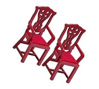 SUPVOX 2pcs Mini Wooden Dollhouse Chair Vintage Red Furniture Accessories for Dollhouse Rooms Creative Display for Pretend Play and Decoration