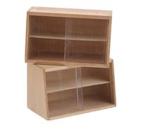 SUPVOX 2pcs Miniature Bakery Case Mini Cake Stand Display Cabinet Counter Bakery Cupboard Bread Shop Model 1:12 Dollhouse Decoration