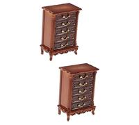 SUPVOX 2pcs Miniature Display Cabinet for Dollhouse Brown Wooden Mini House Layout Prop with Realistic Texture for Model Enthusiasts DIY Crafting and Micro Landscape Decoration