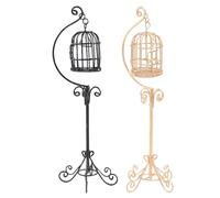 SUPVOX 2pcs Miniature Dollhouse Birdcage: 1:12 Scale Furniture Accessories Openable Metal Birdcage Ornament Model With Stand Home Desktop Decor For Photography Prop