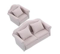 SUPVOX 2pcs Miniature Dollhouse Sofa Comfortable Couch with Pillows for Living Room Decoration Durable and Faderesistant Furniture Accessories Pink