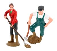 SUPVOX 2pcs Miniature Farmer Figurines Farmworker Model Toy Set for Boys and Girls Sand Table Decor Simulation Farm Scene Accessory