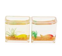 SUPVOX 2pcs Miniature Resin Aquarium Fish Bowls for Dollhouse Accessories Realistic Small Square Betta Tank Models Compact Decorative Mini Aquariums for Desktop and Micro Landscape