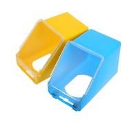 SUPVOX 2pcs Multifunctional Pigeon Cage Feeder with Lid, Hanging Water and Food Trough Bowl for Bird Feeding, Sturdy Plastic Food and Water Basin for Pigeons, Blue and Yellow