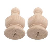 SUPVOX 2pcs Newel Post Caps Wood Post Top Wooden Spherical Finials with Robust Holding Power Stylish Carved Roman Style Classic Grain Patterns Khaki Color for Creative Interior Decoration