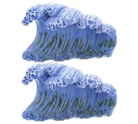 SUPVOX 2pcs Ocean Wave Figurine: Beach Decor Micro Landscape Wave Statue - Table Scenery Prop Architectural Model for Coastal Theme Decor