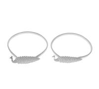 SUPVOX 2pcs Peacock Design Metal Spring Curtain Tiebacks, Adjustable Alloy Curtain Buckle Straps for Home Window Treatment, Chic Drapery Holdbacks in Silver