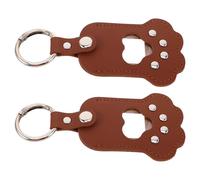 SUPVOX 2pcs Pet Commemorative Keychain Leather Pet Hair Memorial Keepsake Paw Print Keychain for Dog Remembrance Storage