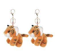 SUPVOX 2PCS Plush Animal Keychain: Cute Plush Toy Keychain Charms Stuffed Tiger Hanging Ornament for Wallet Backpack Handbag for Christmas Party Favor
