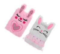 SUPVOX 2pcs Plush Bunny Diary Book for Cute Cartoon Soft Notebook with Lined Pages Portable Mini Writing Notepad for Daily Use School Office and Travel