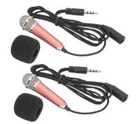 SUPVOX 2pcs Portable Mini Microphones for Smartphone Voice Recording Singing Tiny Microphone Gold Packaging