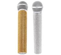 SUPVOX 2Pcs Pretend Microphone Toy for Boys and Girls Creative Simulation Props for Party Play and Performance Glittering Fake Mic for Media Interviews and Fun Activities