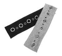 SUPVOX 2pcs Punk Headband Set for Women, Hollow out Eyelet Elastic Wide Hair Bands in Black and Light Grey, Vintage Grunge Style Hair Accessories for Music Festivals and Casual Wear
