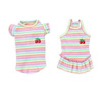 SUPVOX 2pcs Puppy Dress Puppy Clothes Cotton Spandex Stretchable No Buttons Easy to Wear Stylish Comfortable Dirt-resistant Pet Clothing for Party Running