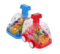 SUPVOX 2pcs Push Car for Transparent with Press to Go Friction Power Sturdy Non Electronic Colored Car for Learning and Indoor