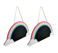 SUPVOX 2pcs Rainbow Blackboard Pendant Message Board 13.36x6.68x0.24in Wood Decorative Lightweight Door Hanging Ornament for Shop and Office
