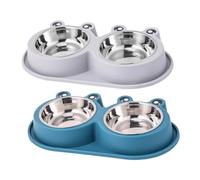 SUPVOX 2pcs Raised Frog-shaped Pet Food Bowl with Non-slip Base Elevated Stainless Steel Dog and Cat Feeding Bowls for Puppies and Kittens