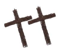 SUPVOX 2pcs Rattan Woven Cross Wreath Frame for Easter Diy Decor Natural Wreath Form for and Outdoor Decoration Chic Cross Design for Festive Celebrations