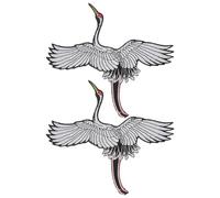 SUPVOX 2pcs Red-Crowned Crane Applique Bird Sewing Patch Embroidery Thread Material Bright Color Iron on Clothing Repairing Patches for Shirts and Curtains DIY Craft