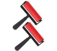SUPVOX 2pcs Red Multi-function Brayer Rollers for Diamond Art and Printmaking, Manual Craft Roller Painting Tools with Replaceable Plastic Rolling Wheels for DIY and Arts Projects