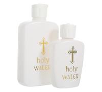 SUPVOX 2pcs Refillable Christian Holy Water Bottles with Cross Design, 100ml and 60ml Small Plastic Containers for Baptism Decoration and Catholic Home Décor