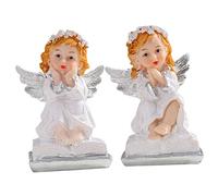 SUPVOX 2Pcs Resin Praying Angel Figurines Delicate Girl Statue Ornaments for Garden Decoration Lightweight Home Decor Family and Friends Peace Symbol Craft