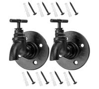 SUPVOX 2pcs Retro Industrial Style Faucet Hooks Wall Mounted Household Storage Hangers Black Metal Vintage Wall Hooks for Hanging Coats Towels and Accessories