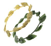 SUPVOX 2Pcs Roman Leaf Crown Headpieces for Cosplay and Masquerade Greek Style Headdresses for Wedding Dance Ball and Costume Parties Gold and Green Leaf Wreath Accessories