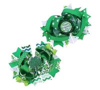 SUPVOX 2pcs Saint Patrick's Day Hair Bows Clips Shamrock Hair Accessories for Parties Durable Clover Design Hairpins Easy Attachment for Style