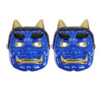 SUPVOX 2pcs Samurai Mask: Japanese Demon Face Covers - Tengu Punk Mask For Kitchen Restaurant Wall Decor - Masquerade Cosplay Accessory For Halloween Party Blue