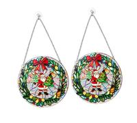 SUPVOX 2pcs Santa Claus Acrylic Stained Suncatchers for Windows and Doors Colorful Decorative Wall Art Panels Reusable Christmas Garden Hanging Ornaments Holiday Decoration