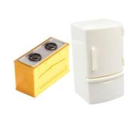 SUPVOX 2Pcs Scale Miniature Dollhouse Kitchen Tiny White Refrigerator and Stove for Dolls House Decoration Realistic Mini Furniture Props for Photography and Landscape Display