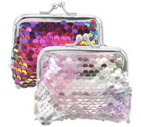 SUPVOX 2pcs Sequin Coin Purses with Kiss Lock for Women and Girls, Portable Lightweight Small Wallets, Fashionable Cute Change Pouches for Everyday Use