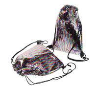 SUPVOX 2pcs Sequin Drawstring Backpack for Gym Comfortable to Carry Ergonomic Design Polyester Material Fashionable Sparkling Style Reversible Tote Bags for Women Suitable for Gym