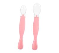 SUPVOX 2pcs Silicone Training Spoons Set Durable High Temperature Resistant Tableware for Boy Girl Portable Pink Utensils