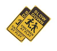 SUPVOX 2pcs Slow Down Sign At Play Safety Warning Signs Reflective Weather Resistant Caution for Street Lawn Neighborhoods Outdoor Safety