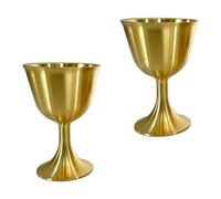 SUPVOX 2pcs Small Brass Temple Wine Cups 4.5cm High Holy Offering Cups for Home Use Decorative Copper Drinkware