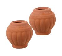 SUPVOX 2pcs Small Ceramic Pots Terracotta Mini Clay Pots for Plants with Water Absorbing Feature, Vintage Style Succulent Planters for Fairy Garden Accessories and Decoration