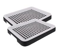 SUPVOX 2Pcs Small Pet Litter Box with Detachable Square Rabbit Potty Trainer for Bunny Ferret Guinea Pig Hamster and Puppy Portable Durable Pet Toilet Tray in Black and White