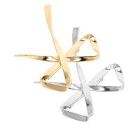 SUPVOX 2pcs Small Vintage Sparkly Bow Brooch Pin Set with Crystal Rhinestones, Gold and Silver Lapel Badges for Women’s Dress and Shawl Accessories