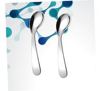 SUPVOX 2Pcs Spoons Stainless Steel Bent Handle Tableware for Self Feeding Easy Grip Learning Utensils Safe