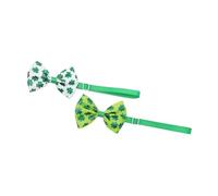 SUPVOX 2pcs St Patrick’s Day Pet Bow Ties Clover Festival Dog Bow Tie Props Green and White Decorative Irish’s Day Puppy Collar Accessories