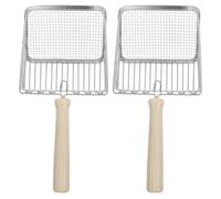 SUPVOX 2pcs Stainless Steel Cat Litter Scoop with Hook, Small Pet Cleaning Sifter Shovel for Litter Box and Sandbox Use