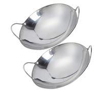 SUPVOX 2Pcs Stainless Steel Cooking Woks with Double Handles Thickened Korean Hot Pot Pans for Home Kitchen Rapid Heat Transfer Cooking Pots for Seafood