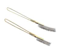 SUPVOX 2pcs Stainless Steel Wire Birdcage Cleaning Brush Set with Straight and Curved Heads Long Handle Cage Cleaner for Parrot and Budgie Cages for Pet Accessories