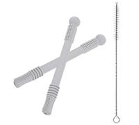 SUPVOX 2pcs Straw Shape Teether Soft Food-Grade Silicone Molar Rods Soothing Teething Relief for Infants Newborns