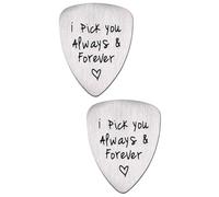SUPVOX 2pcs Style Guitar Picks Carved i Pick You Letter Titanium Steel for Musicians