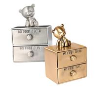 SUPVOX 2pcs Teeth Box Metal First Tooth Box Curl Keepsake for Childrens Storage Desktop Display